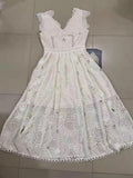 TWOTWINSTYLE Korean Fashion Patchwork Lace Dresses Female V Neck Sleeveless High Waist Cut Out Women's Casual Dress 2022