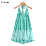 V Neck Bandage Tie Backless Sexy Mini Dress 2023 Summer Women Strap Dresses Boho Casual Beach Dress Female