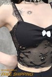 Mesh Patchwork Transparant Back Body Crop Top Women Sleeveless Clubwear Gothic Style Skull Graphic Embroidery Black
