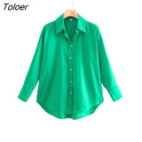 New Women Simply Candy COlor Single Breasted Poplin Shirts Office Lady Long Sleeve Blouse Roupas Chic Chemise Tops