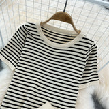 Women Tracksuit Summer Striped Knit Ppullover And Long Pants 2 Piece Sets Korean Casual Loose Outfits Knitted 2023 New