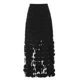 High Waist Black Hollow Out Tassels Long Slit Elegant Half-body Skirt Women Fashion Tide New Spring Autumn 2023