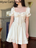 Party Casual Elegant Lolita Mini Dress Women Vintage One Piece Dress Korean Female Short Y2k Pary Dresses 2022 Summer Kawaii