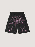 Trend Street Hip Hop Spider Web Cartoon Butterfly Printing Shorts Men's and Women's Shorts Large Y2K Casual Harajuku