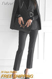 Autumn 2 Piece Trouser Suits Elegant Women Temperament Formal Casual Striped Cloak Belt Coat Blazer Pants Slim Set