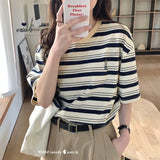Aesthetic Stripe Short Sleeve Tee-Outfit