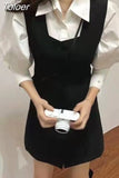 Ropa Mujer Fashion Two Piece Set for Women Sweet Puff Sleeve Shirt Slim Fit Strap Dress Outfits Roupas Femme Korean