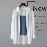 Chiffon Sun T-Shirt Women's Spring And Summer Breathable Long-Sleeved Shirt Shades Pure Color Thin Shirt
