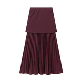 New Gold Button Knitted Vest Small Folding Splicing Skirt