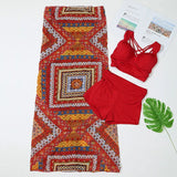 Set Women 3 Pieces Stylish BF Design Bright Color Elegant Young Style College Summer Beachwear Swimwear Hot Sale