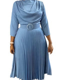Autumn Fashion African Solid Color Pleated