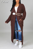 Streetwear Warm Knitted Open Stitch for Women Y2K Clothes Casual Solid Color Full Sleeve Side Pockets Thick Cardigan