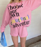 Casual Print Oversize Sweater and Matching Shorts