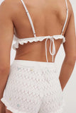 Summer Women's Tube Top Casual Knitted Camis Hollow Sleeveless Short Tank Top White Lace Decoration Sexy Woman
