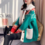 Woman Sweaters Christmas Red Sweater Cardigan Women Thickened Autumn Winter 2020 Loose Knitted Coat Femme Chandails Pull