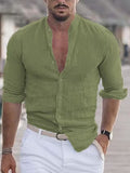 New Men's Summer Shirt Beach Shirts Long Sleeves Solid Hawaiian Holiday