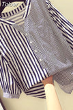 Stripe Shirt Women's New Korean Loose Versatile Shirt Spring Office Ladies V-neck Shirts Pullover Vintage