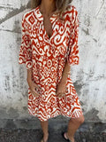 Women's Clothing Spring And Summer New Four-Sided Casual V-Neck Print Folded Lady