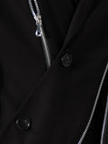 Asymmetrical Women's Blazer New Notched Loose Single Breasted Metal Zipper Long Sleeve Suit jackets Tide Autumn 2023