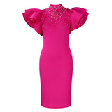 Women's 2025 New Fashion Sexy Sexy Leaf Sleeve Clam Party Dinner Dresses African