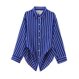 Homemade New Women's Seam Bat Sleeve Striped Shirt