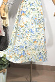 Philosophy Women Elegant Floral Print Long Beach Purple Skirt Vintage Mujer Maxi Retro Elastic High Waist A-line