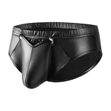 Toloer Men's Close-Fitting Matte Leather Triefs Sexy Open File Lekhoers Size Accurate No Smell-Outfit