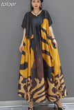 Print Dress For Women O Neck Short Sleeve Pockets Straight Loose Vintage Dresses Female 2023 Summer Fashion