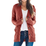 Cardigan Knitted Long Sweater Clothing Women's Long Sleeve Cable Jumper Knit Sweater Jacket Winter Tops Pull Femme