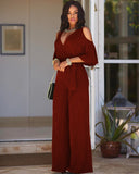 2023 New Elegant Women Casual Jumpsuit Femme Wide Loose Leg Pants Rompers Long Sleeve Office Lady Bandage