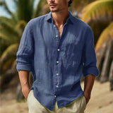 Men's Linen Shirt Button Shirt Summer Beach Shirt Pure