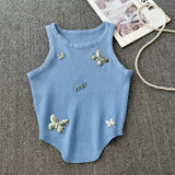 Man Body-In-Body Temperament Butterfly Short Sleeveless Vest Sling Female Summer Design Sense Niche Bottoming Shirt