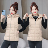 Ladies 2023 Autumn Winter Down Cotton Vest Short Korean Version Slim Slim Vest Vest Outside The Vest-Outfit