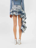 Toloer Spring New Fashion Temperament Splicing Flounce Pressure Pleated Design Sense High Waist Show Thin Skirt A Word Skirt-Outfit