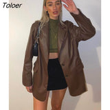 Black PU Leather Blazer Jacket Y2K Motorcycle Jackets Women Autumn Winter High Street Casual Cardigans Warm Suit