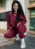 Casual Plain Long Sleeve Loose Sweatshirt And Matching Pants Two Piece