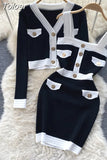 New Women's Dresses Knitwear Suits Small Fragrance Knitted Cardigan Coat + Suspender Knit Dress Streetwear Two Piece