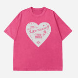 Love Print Short-Sleeved T-Shirt Women's Summer New Water Wash To Make Old Design Feel Bottoming Top