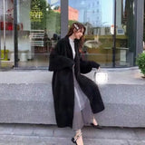 Clothes Women Faux Mink Cashmere Cardigan Loose Pull Femme Bat Sleeve Long Coat Thickness Warm Knitted Sweater