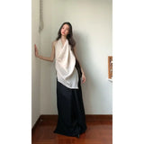 Girls Design Feel Hanging Neck Vest Bare Shoulder Dress Female Summer New Temperament Loose Broad Legs Casual Pants