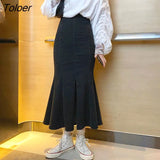 Fashion Split Long Denim Skirt for Women 2023 Summer High Waisted Mermaid Skirts Woman Package Hip Flare Skirt Female