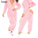 New Year Sleepwear Home Clothes 3D Ear Buttoned Flap Functional Fluffy Lounge Jumpsuit Hooded Playsuit One Piece Suit