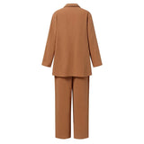 2022 ZANZEA Autumn Women 2PCS Suit Full Sleeve Turn-Down-Collar Solid Button Blouse Female Bohemian Holiday Loose Pockets