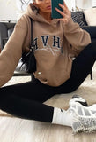 Print Oversized Pullover Hoody Sweatshirt with