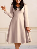 Fashion Solid Color Women's Long-Sleeved Collar Elegant Thin African