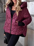 And Winter New Fashion Trend Lattice Loose Hooded Cotton