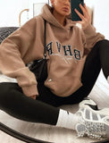 Print Oversized Pullover Hoody Sweatshirt with