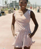 2025 New Surf Striped Tight-Up Sling Sleeveless Temperament Commuting Jumpsuit