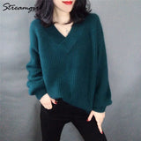 Sweater Women Oversize Warm Pullovers Oversized Sweater 2020 Fall White V Neck Women's Sweaters And Pullovers