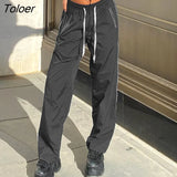Blue Women's Sports Pants Casual Stylish Summer Basic Wide Leg Trousers Minimalist Streetwear Joggers